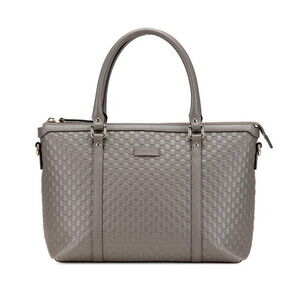 Gucci Guccissima Shoulder Bag Tote Gray Leather